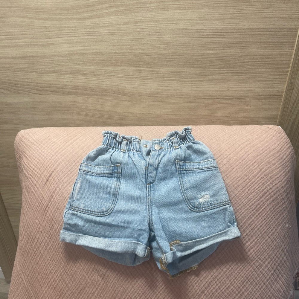 Zara Blue Denim Shorts Casual Cut-Off Style